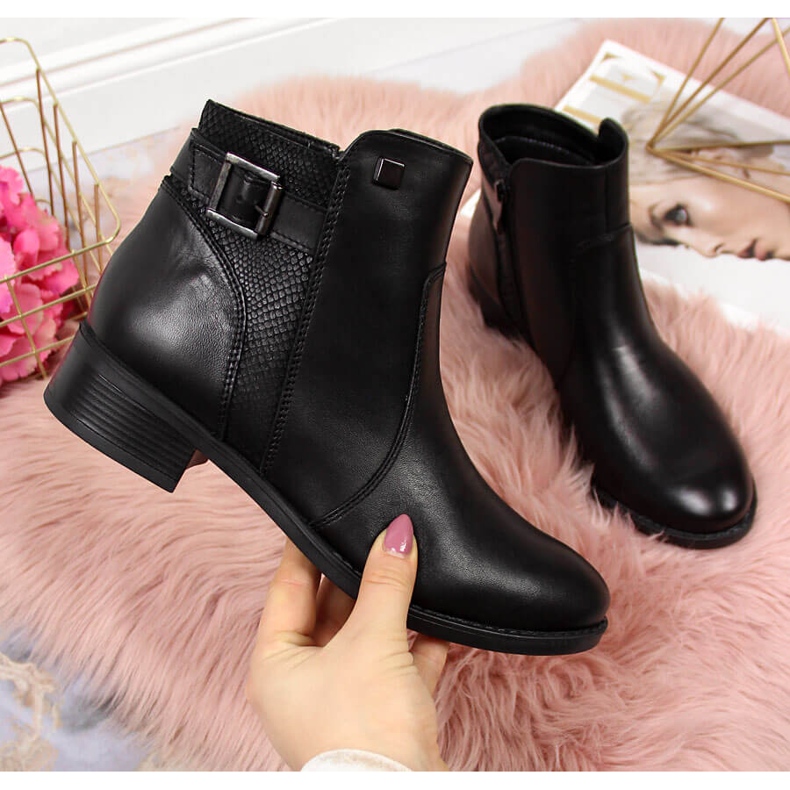 Botas femininas de couro Dolce Pietro 0892 preto 1