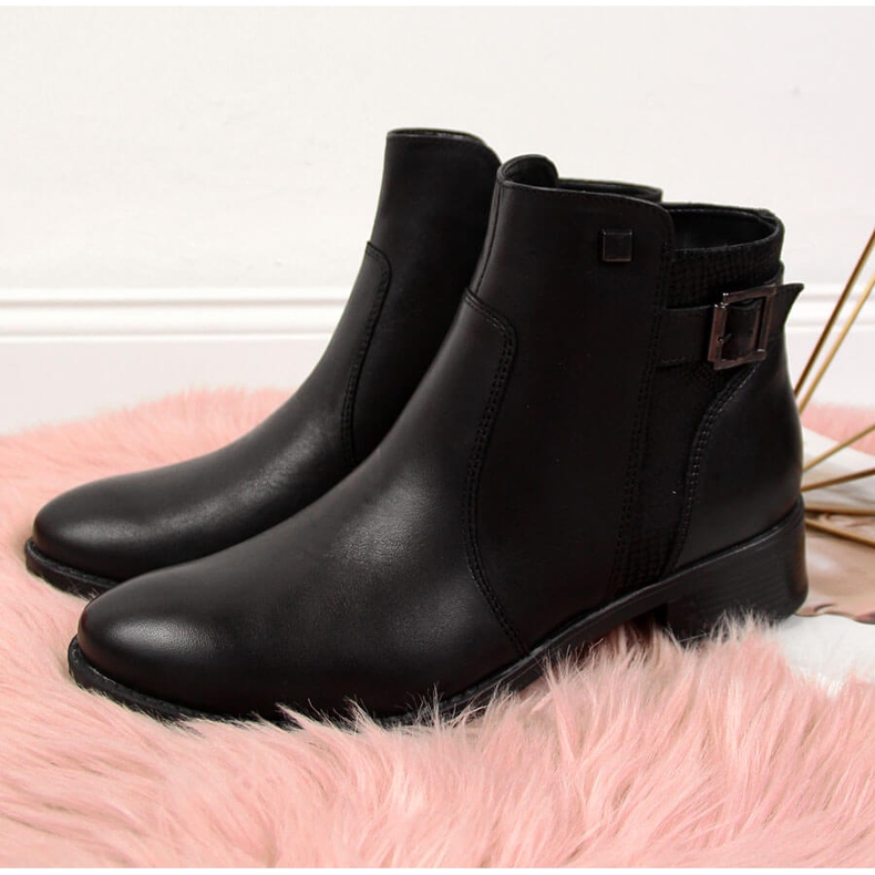 Botas femininas de couro Dolce Pietro 0892 preto 2