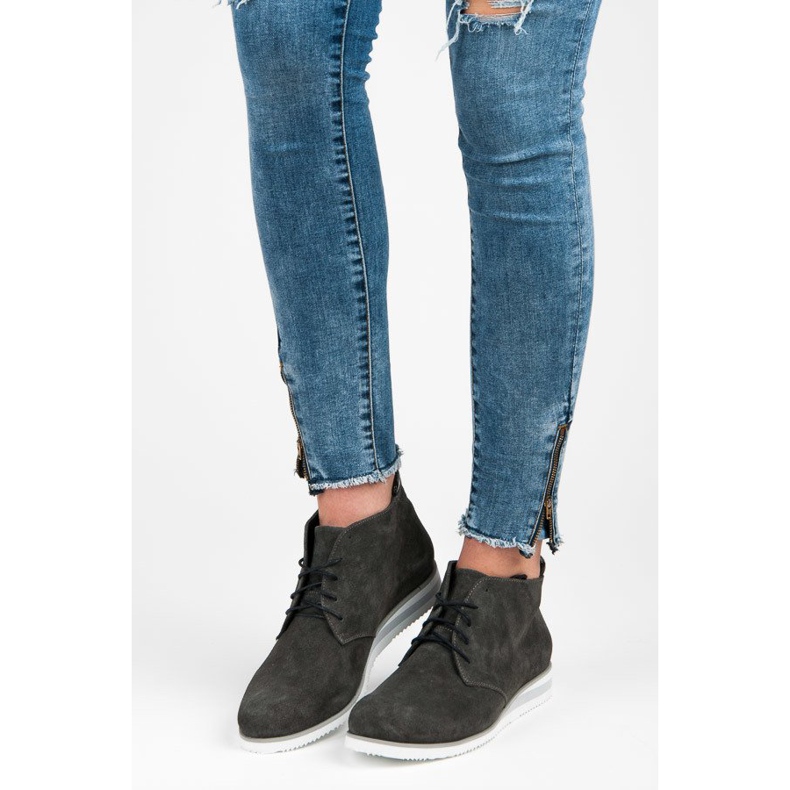 Vinceza Botins de couro cinza 1