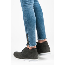 Vinceza Botins de couro cinza 2