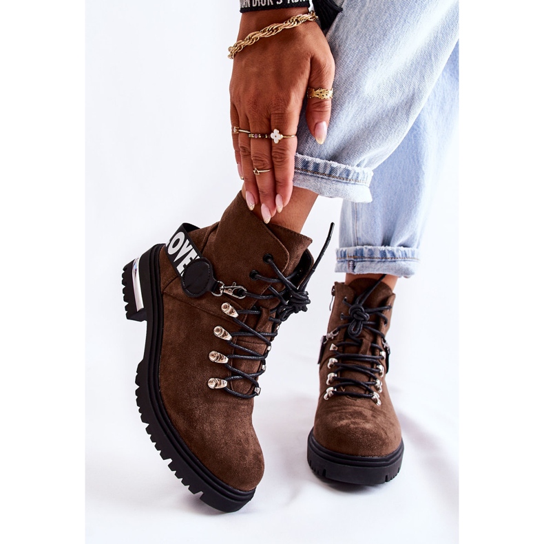 Botas quentes de camurça com cinto marrom escuro Aurelio castanho 1 Botas quentes de camurça com cinto marrom escuro Aurelio castanho 1