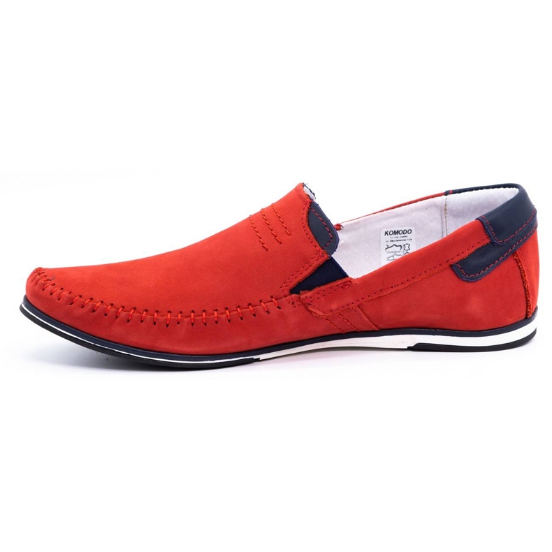 KOMODO Mocassins de couro masculino 876 vermelho 1