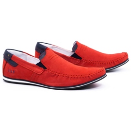 KOMODO Mocassins de couro masculino 876 vermelho 2