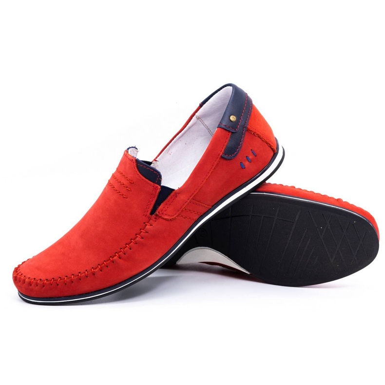 KOMODO Mocassins de couro masculino 876 vermelho 3