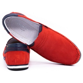 KOMODO Mocassins de couro masculino 876 vermelho 4
