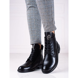 W. Potocki Bota de mulher Potocki preta com salto raso preto 1 W. Potocki Bota de mulher Potocki preta com salto raso preto 1
