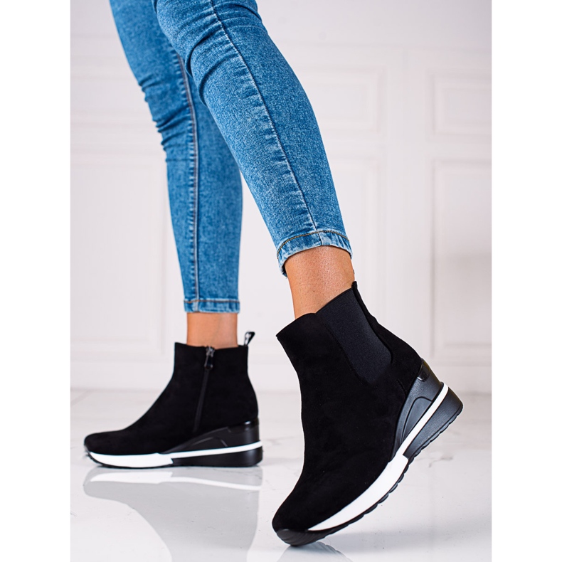 Botas esportivas femininas Vinceza em uma cunha preta preto 1