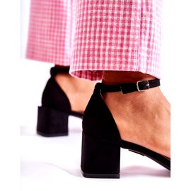 Sandálias femininas de salto alto em camurça, pretas preto 4