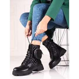 Bolsas femininas acolchoadas Shelovet pretas com bolso de velcro preto 2