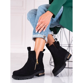 Botas baixas de mulher Shelovet com fecho dourado, preto 1