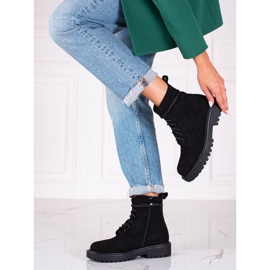 Botas femininas de camurça preta preto 2