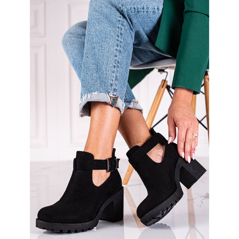 Botas de mulher Shelovet pretas com fivela decorativa preto 1