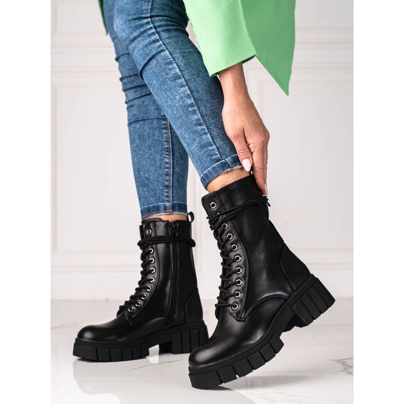 Trabalhadores femininos Shelovet em uma sola grossa preto 2