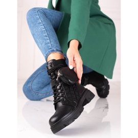 SHELOVET Bolsas femininas Black Shelvet com bolso de velcro preto 1