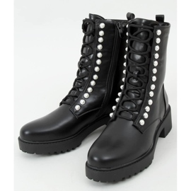 Botas militares com pérolas Odrey Black preto 1 Botas militares com pérolas Odrey Black preto 1