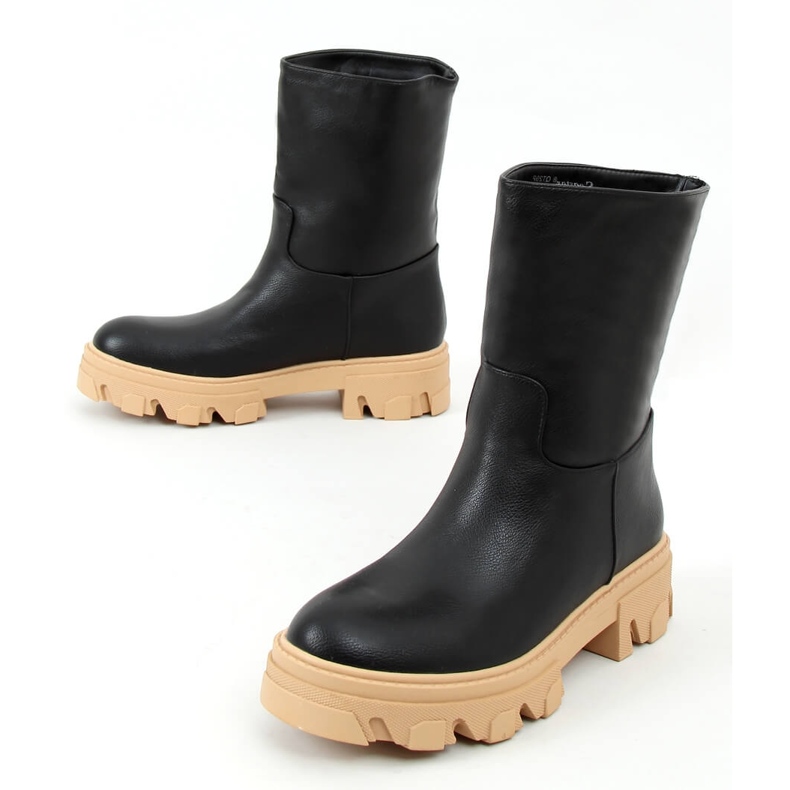 Botas com cabedal Seneh BLACK reto preto 1