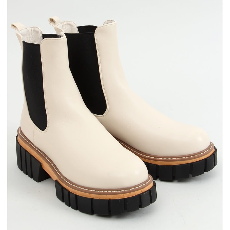 Botas Chelsea creme para mulher Bella Bege 1