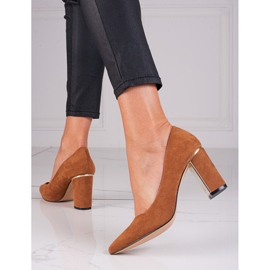 Goodin Bombas de salto de camurça SHELOVET marrom 1