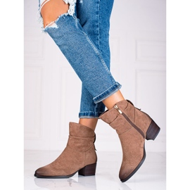 W. Potocki Bota feminina Potocki de camurça marrom castanho 1