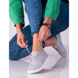 Tênis de mulher claro de tecido Shelovet cinza 1