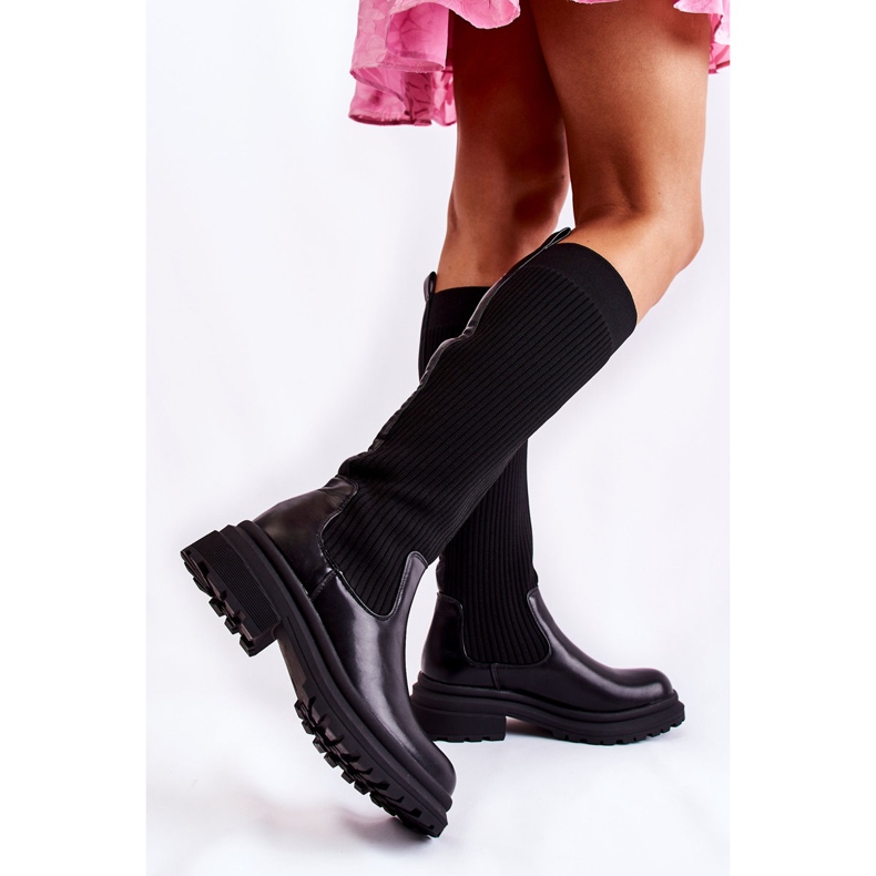 PS1 Botas femininas com nervuras no salto plano preto Allys 2 PS1 Botas femininas com nervuras no salto plano preto Allys 2