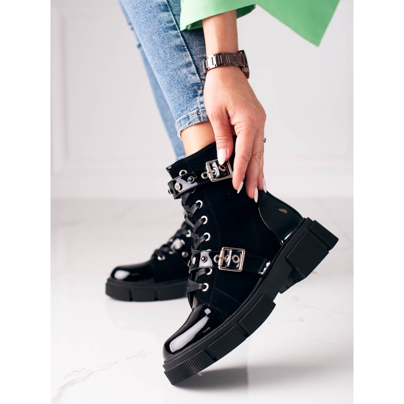 Malas femininas Shelovet pretas com fivelas decorativas preto 1