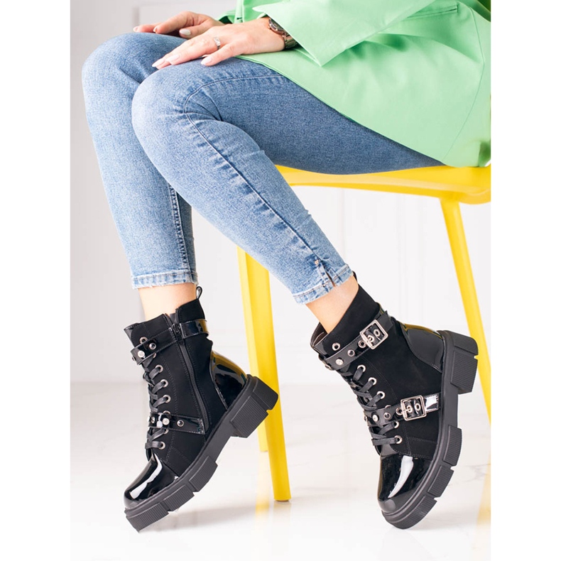 Malas femininas Shelovet pretas com fivelas decorativas preto 2