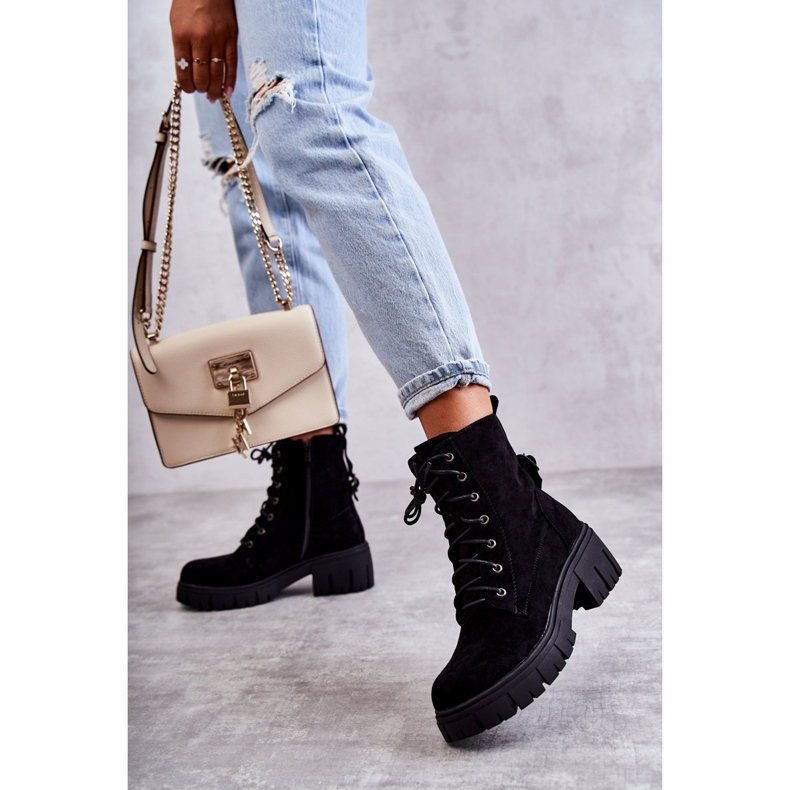 PG1 Botas quentes de camurça feminina com zíper preto Emilien 2