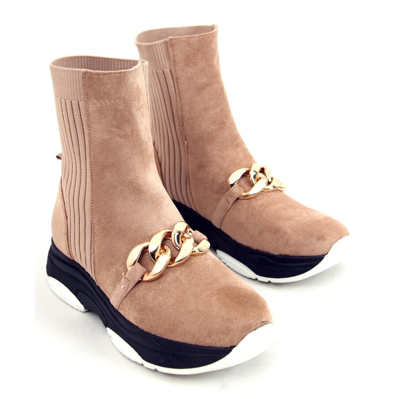 Botins de meia com corrente Simma LT.KHAKI bege 1