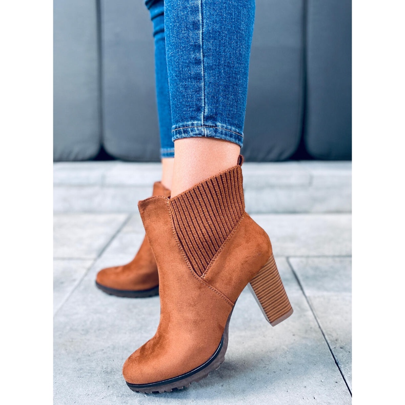 Botas femininas de salto alto Rosst Camel marrom 1