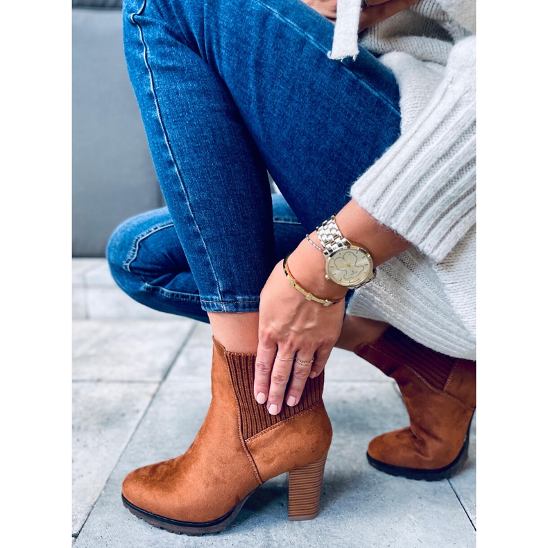 Botas femininas de salto alto Rosst Camel marrom 2
