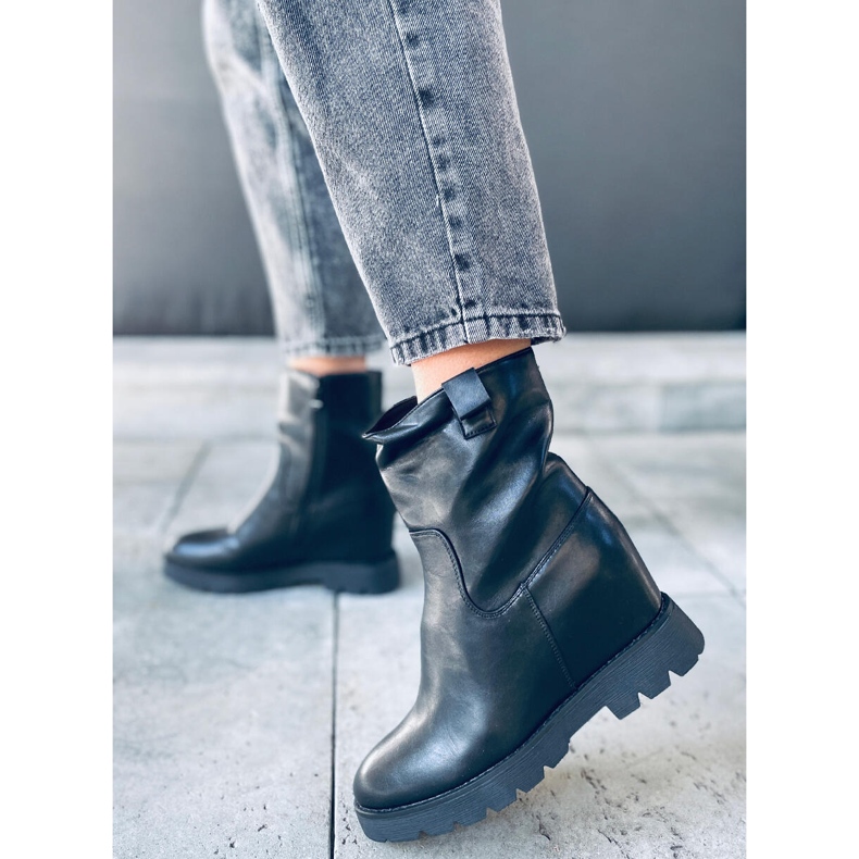 Botas em cunha oculta Luanda Black preto 2