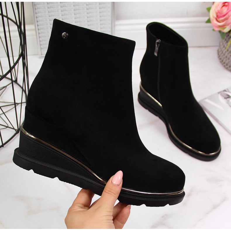 Botas quentes de cunha de mulher pretas pretas Filippo preto 2