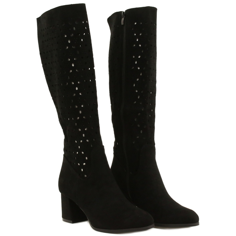 M.Daszyński Botas a céu aberto em uma barra preta SA156-10 preto 2