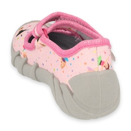 Chinelos infantis Befado 109P248 rosa com laço 2