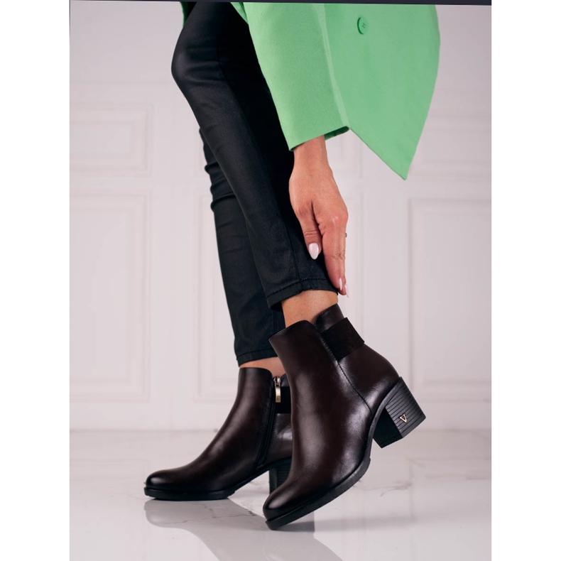 W. Potocki Bota feminina marrom clássica Potocki castanho 1