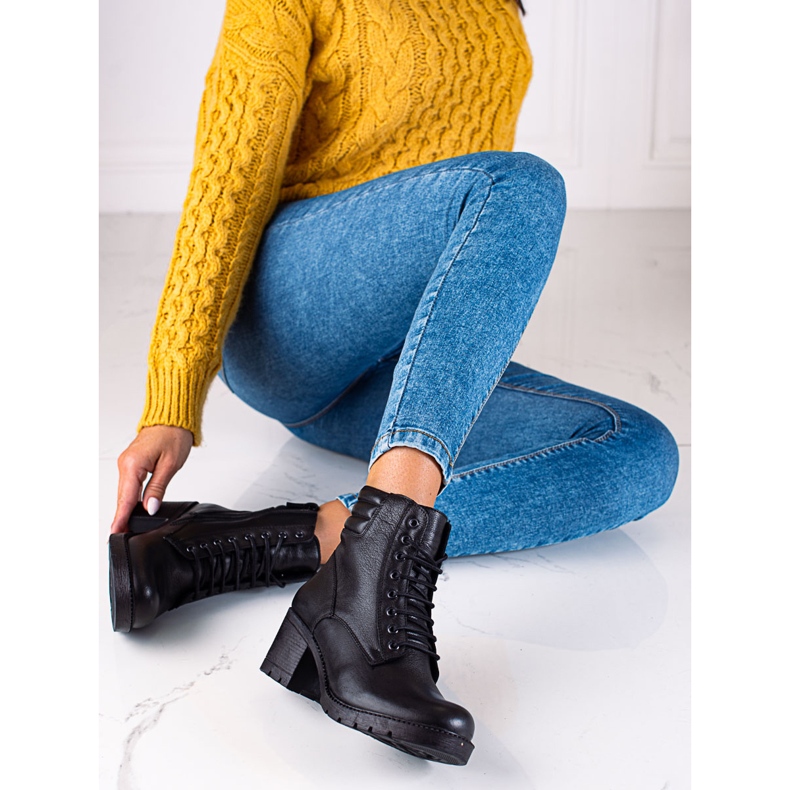 T.Sokolski Botas de couro pretas Sokolski Dasmkie no poste preto 1