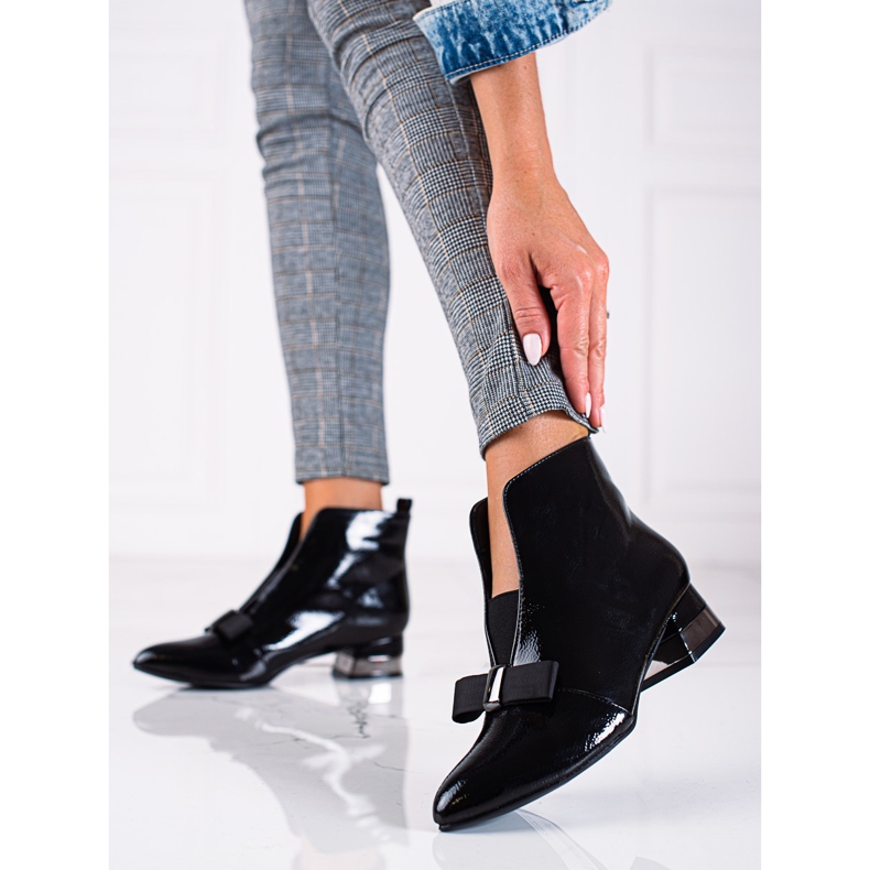 T.Sokolski Botas femininas elegantes Sokolski lacadas pretas preto 1