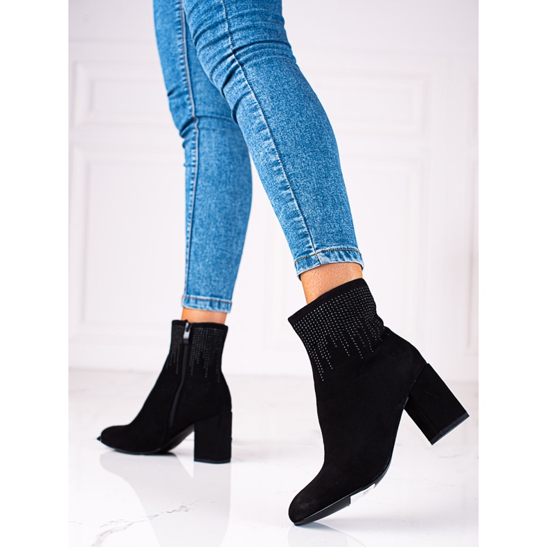 T.Sokolski Botas femininas de camurça no poste Sokolski preto 2