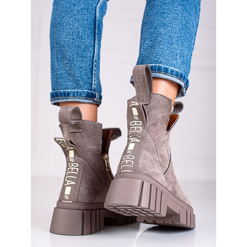 Botas castanhas Shelovet de mulher com plataforma alta marrom 1