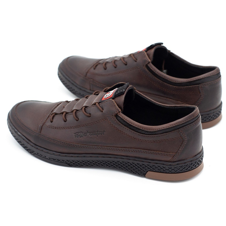 Polbut Sapatos casuais de couro masculino K22 marrom escuro castanho 3