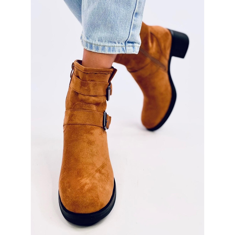 Botas de salto largo Teoo Camel marrom 1