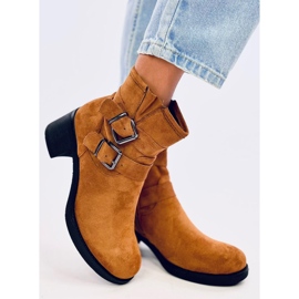 Botas de salto largo Teoo Camel castanho 2