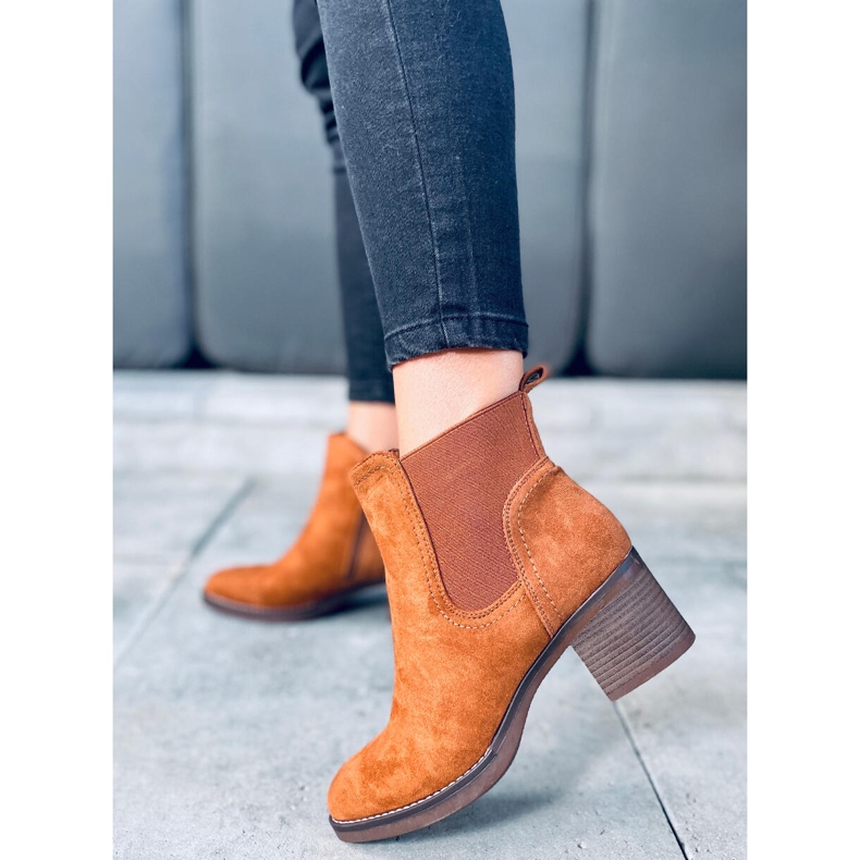 Botas de salto largo de camelo marrom 1