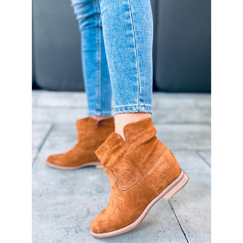 Botas em salto oculto de Deer Camel castanho 1
