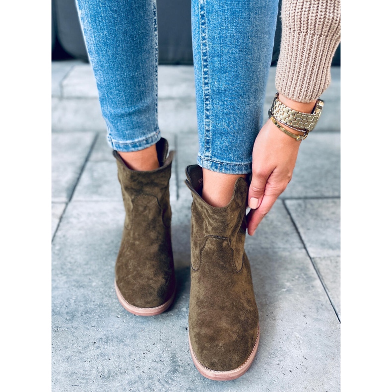 Botas em uma cunha escondida de Deer Green verde 2