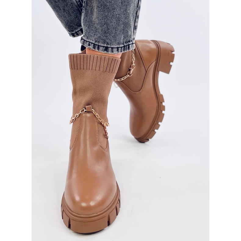 Botas com cano alto da Grace Khaki bege 1