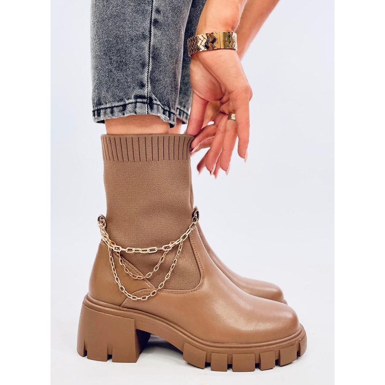Botas com cano alto da Grace Khaki bege 2