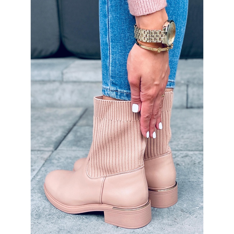 BM Sendi Nude meia bota de cano alto bege 2