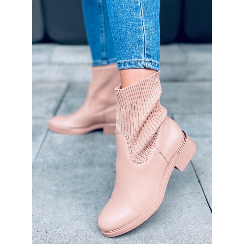 BM Sendi Nude meia bota de cano alto bege 1